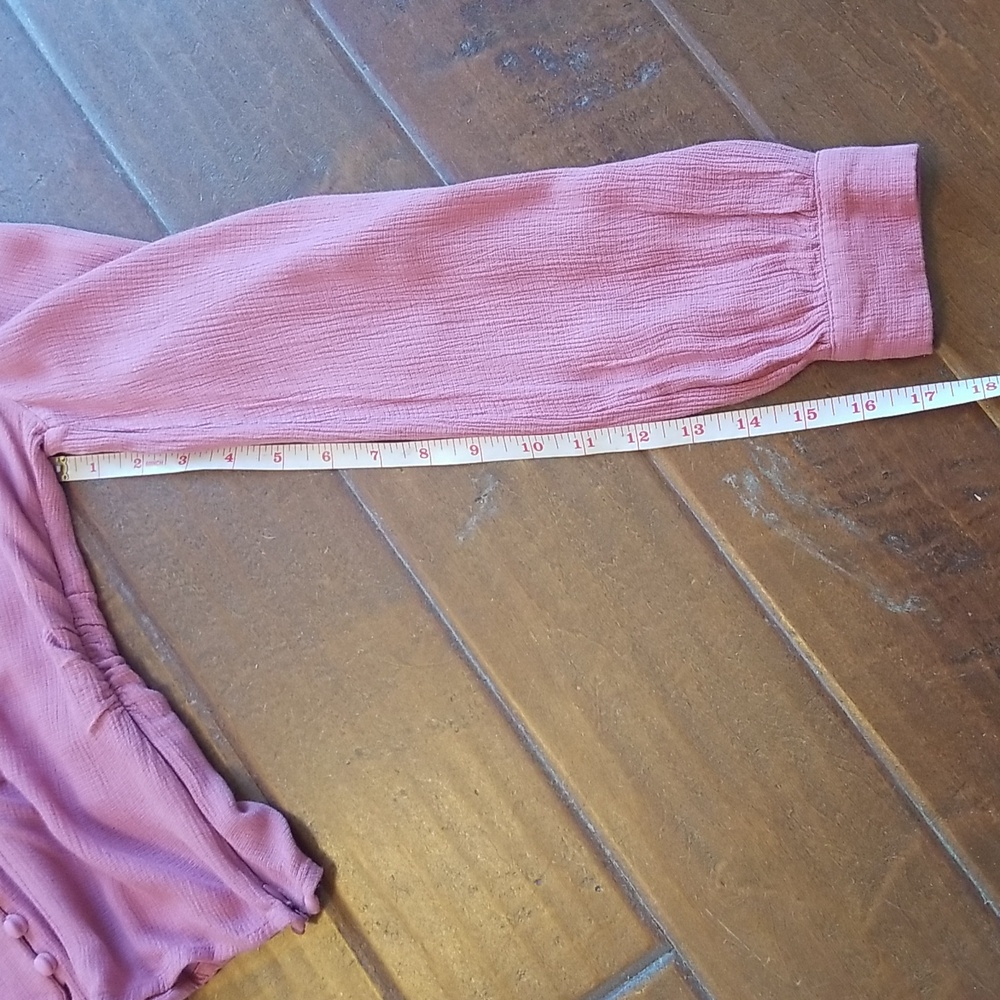 Free People Maise Mauve Rose Color Longsleeve Top Blouse V Neck Button Up Shirt - Picture 11 of 14